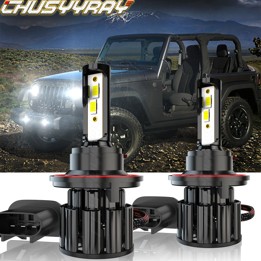 

CHUSYYRAY Compatible For 2016 2017 2018 2019-2021 Jeep Wrangler 9008 LED Headlight High/Low Beam Bulbs Car accsesories luzes