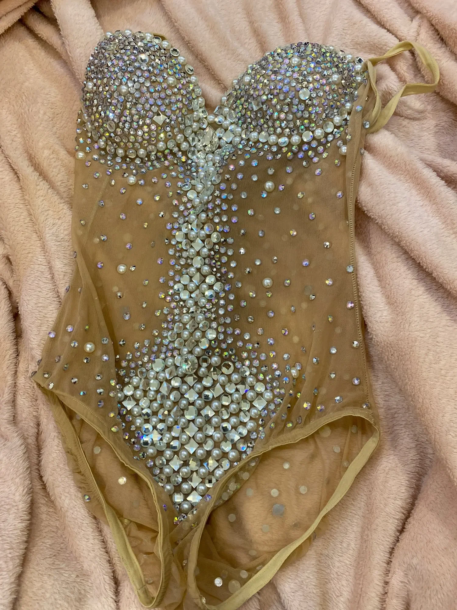Body Sexy en perles pour femmes, strass, sangle transparente, Drag Queen, tenue d'anniversaire, justaucorps noir, vêtements de scène, 2026