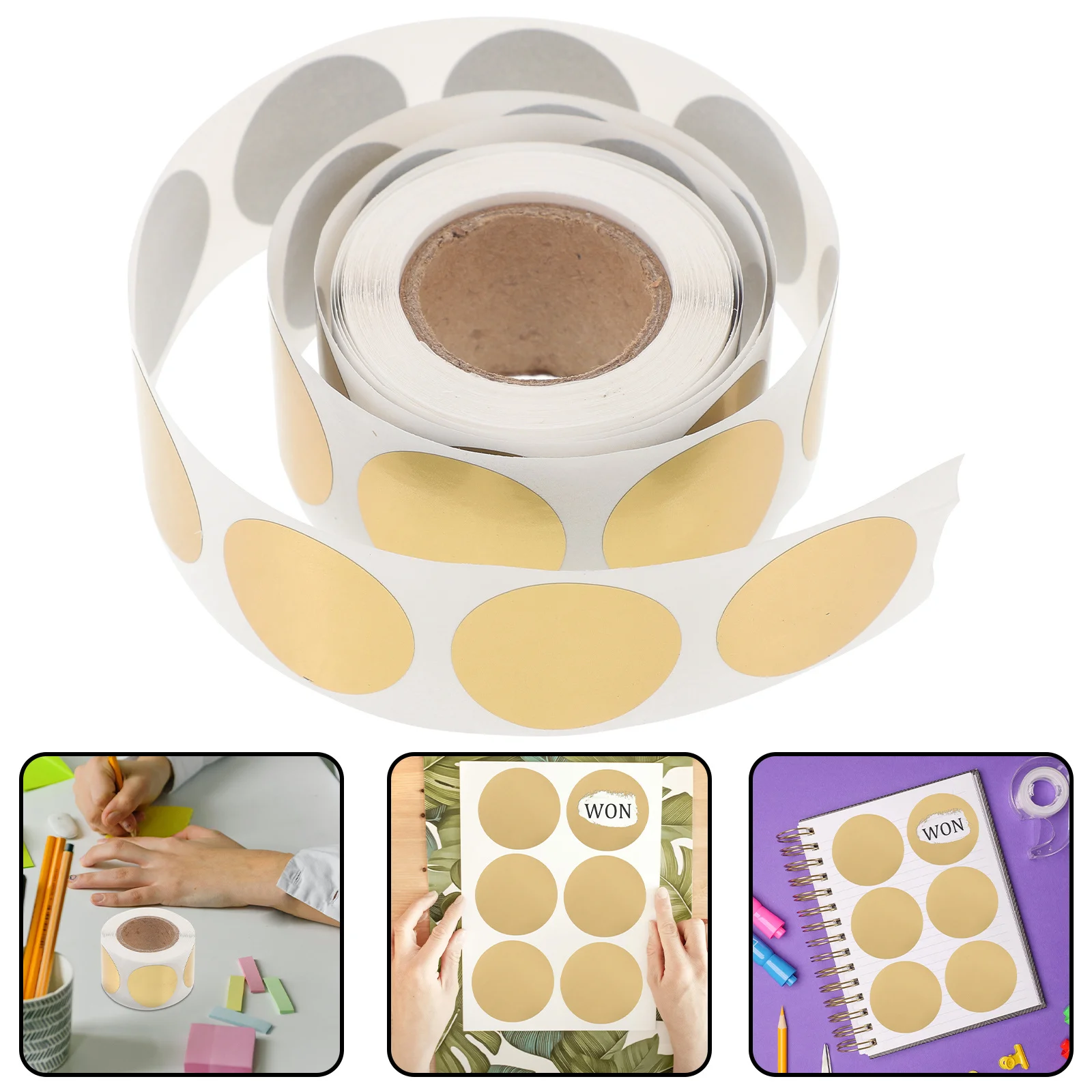 Round Scratch Off Stickers 1 Roll Self-Adhesive Scratchable Coating for DIY Scratch Cards Prizes Reward System Activity