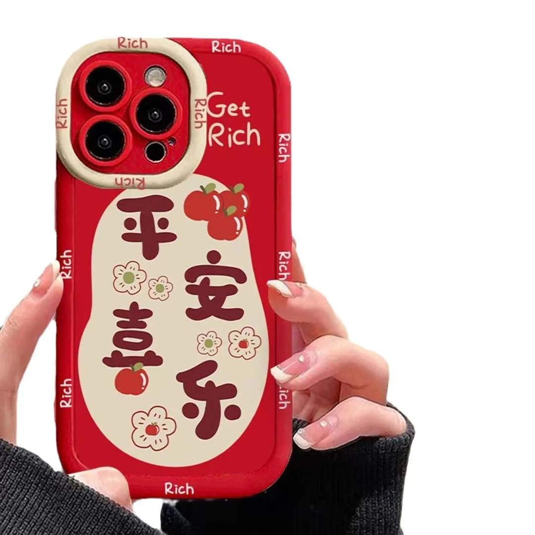 Cartoon Red New Year Phone Case for iPhone 16 PrCartoon Red New Year Phone Caseomax 15 Plus 14 13 12 11 XSMax XR Soft Back Cover