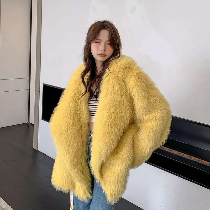 フェイクファーコート ロングコート レディース 襟なし クリスマス 若者向け ハイストリート 厚手 チンチラ柄 リボン付き ユニーク 手切り裾 アーバン プラッシュ