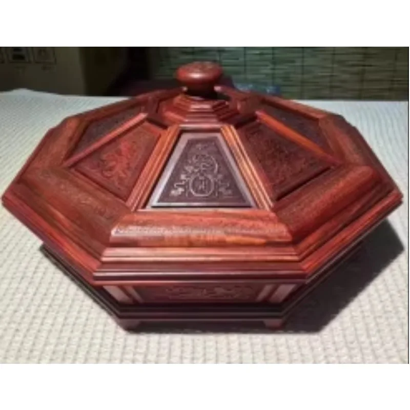 hexagonal carved wooden box for home catering and bathroom storage, for dried fruit and general household furniture