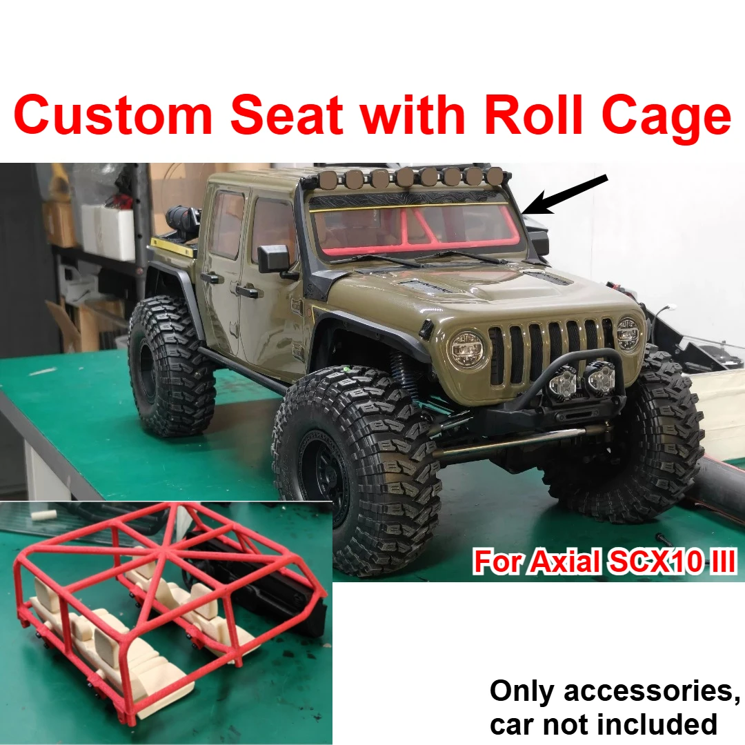 For Axial SCX10 III 1/10 RC Vehicle Independent Seat with Roll Cage Custom Model Number Decorative Styling Upgrade Accessories