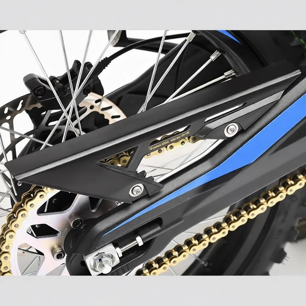 

Защитный кожух цепи для электромотоцикла Talaria MX4, оригинальные запчасти для замены.