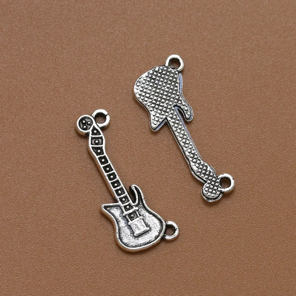 

20 шт. подвесок-шармов в форме гитары из сплава, винтажный стиль, для рукоделия, украшений, браслетов, ожерелий, цепочек для свитеров