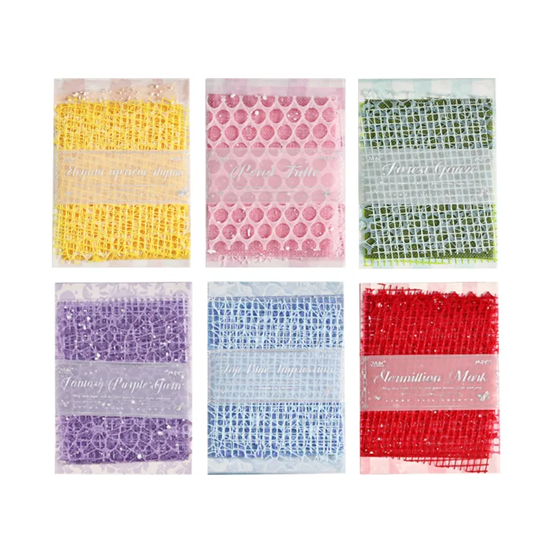 15 pcs Creative mesh handmade collage material Bag Mixed material Hand tent non-stick decorative Junk Journal Supplies