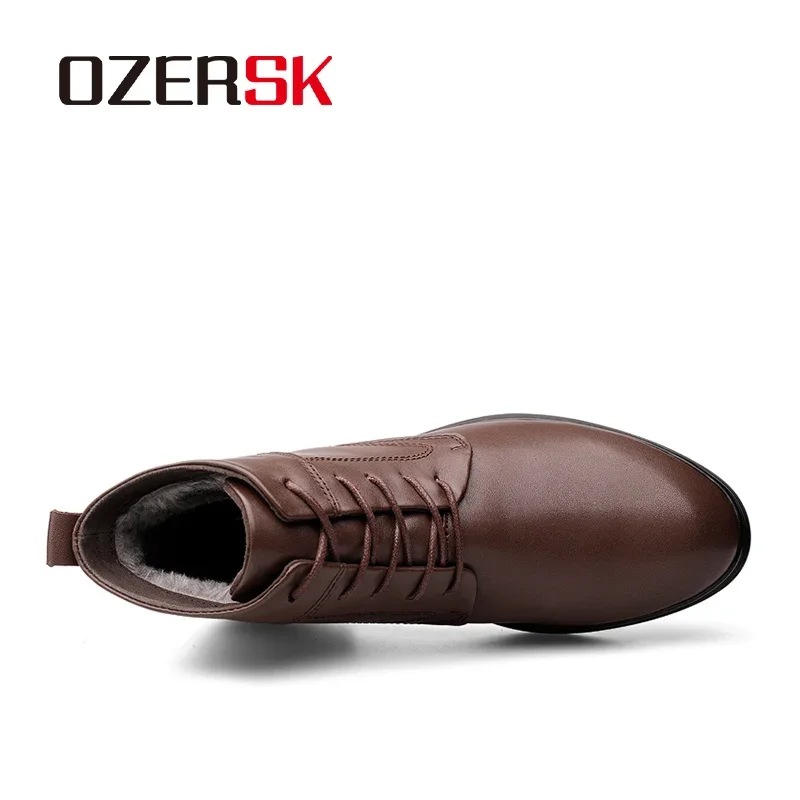 OZERSK Men Boots New Fashion Comfy Office Career Waterproof Classic Basic High Quality Luxury Leather Daily Boots For Men