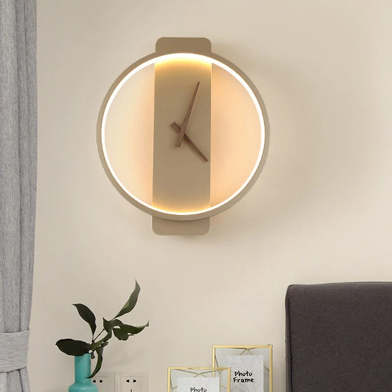 

Minimalist Nordic Design Wall Clock for Living Room,Modern Style Creative LED Timepiece with Silent Movement