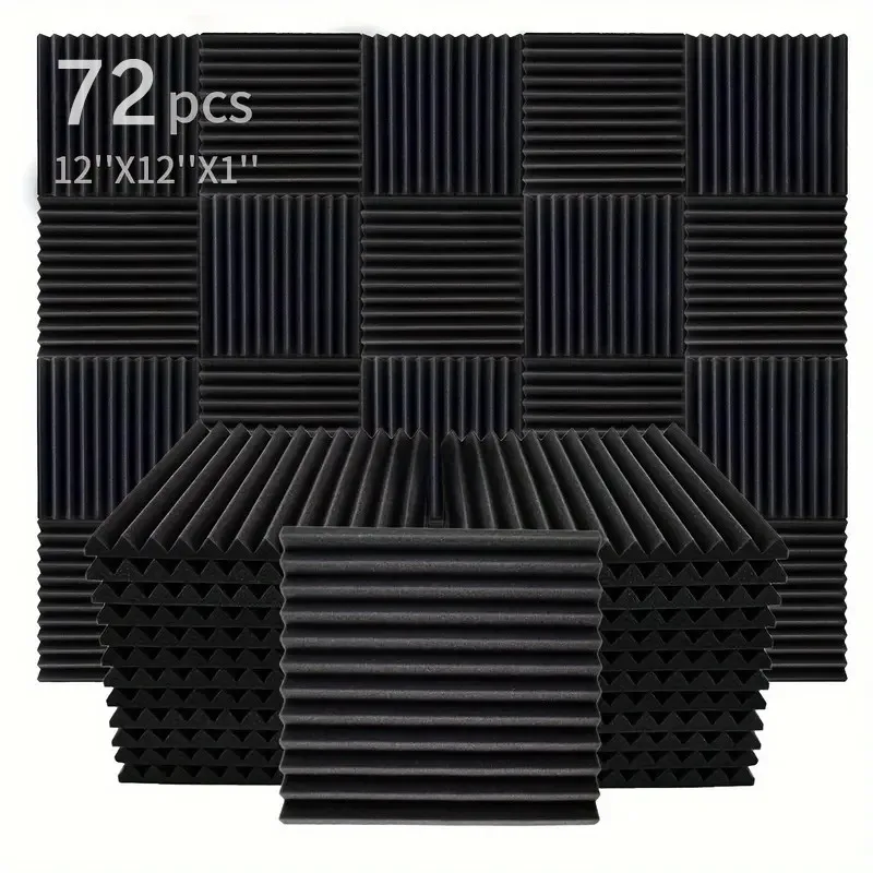 Make friend 72Pack 300x300x25mm Studio Acoustic Foam Panels Soundproofing Wedge Tile Sound Proof Padding Noise Insulation Foam