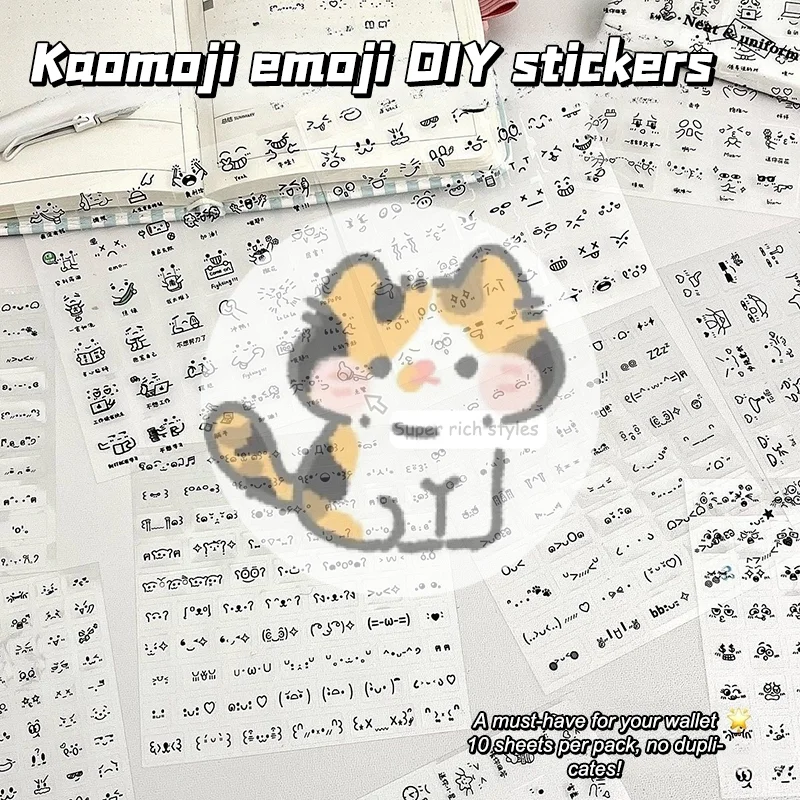 

New Steve Random 2pcs Cute PET Transparent Emoticon Stickers Journal Decorative Stickers