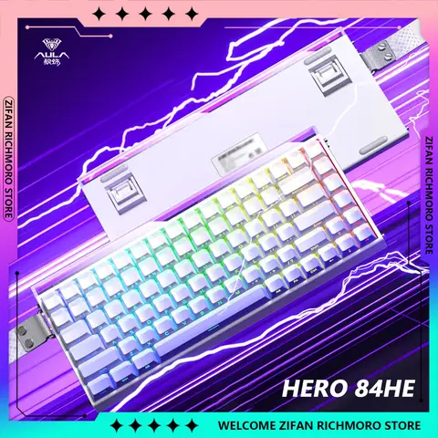 Aula Hero 84he 자기 스위치 기계식 키보드 Rgb 네온 라이트 박스 유선 게임용 키보드 맞춤형 PC E-스포츠 액세서리 선물 Best5