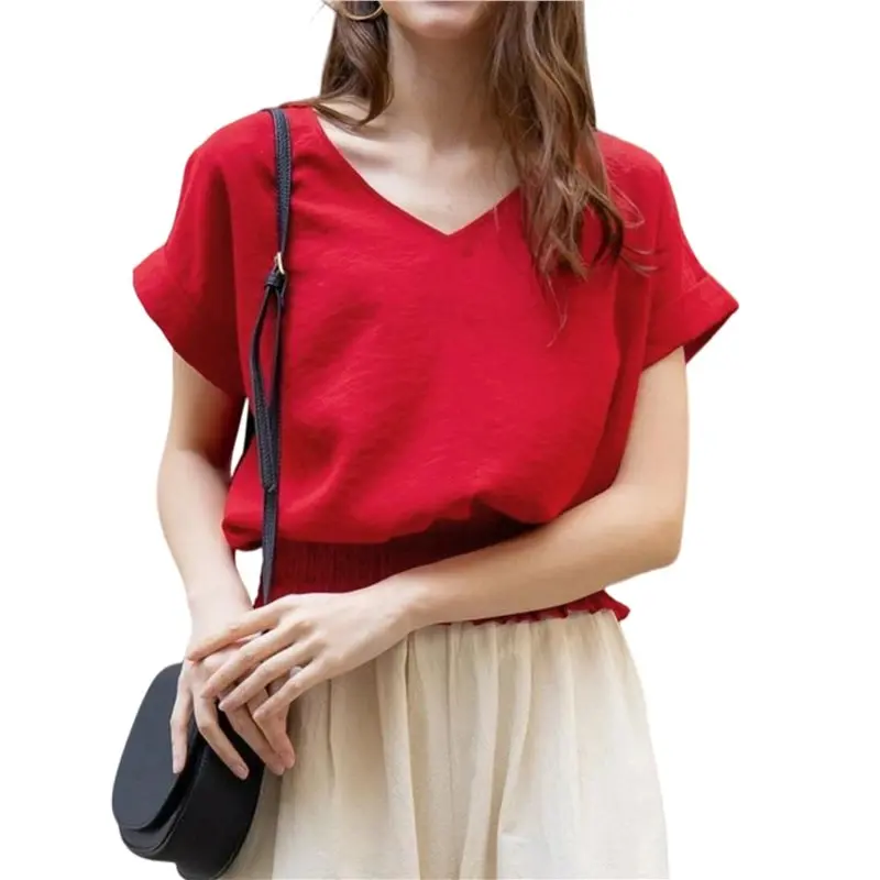 NEW-Women's Summer Loose Casual Short Sleeve Top T-Shirt Blouse