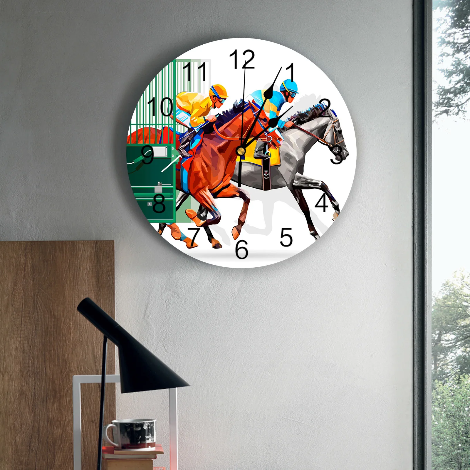 Arena Horse Racing Colorful PVC Wall Clock Modern Design Living Room Decoration Wall Clock Home Decore Wall Digital Clock