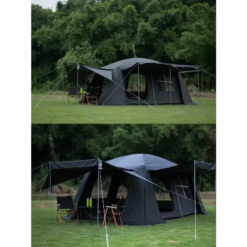 【2026】Double-Layered Thickened Oxford Hexagonal Rainproof Four-Season Camping Tent Two-Room One-Hall
