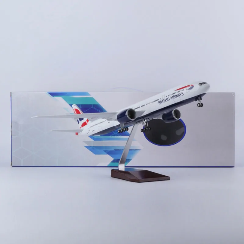 47CM 1/157 Scale B777 Aircraft BRITISH Airways Airlines Model W Light and Wheel Landing Gear Resin Plane Toy Collection Display