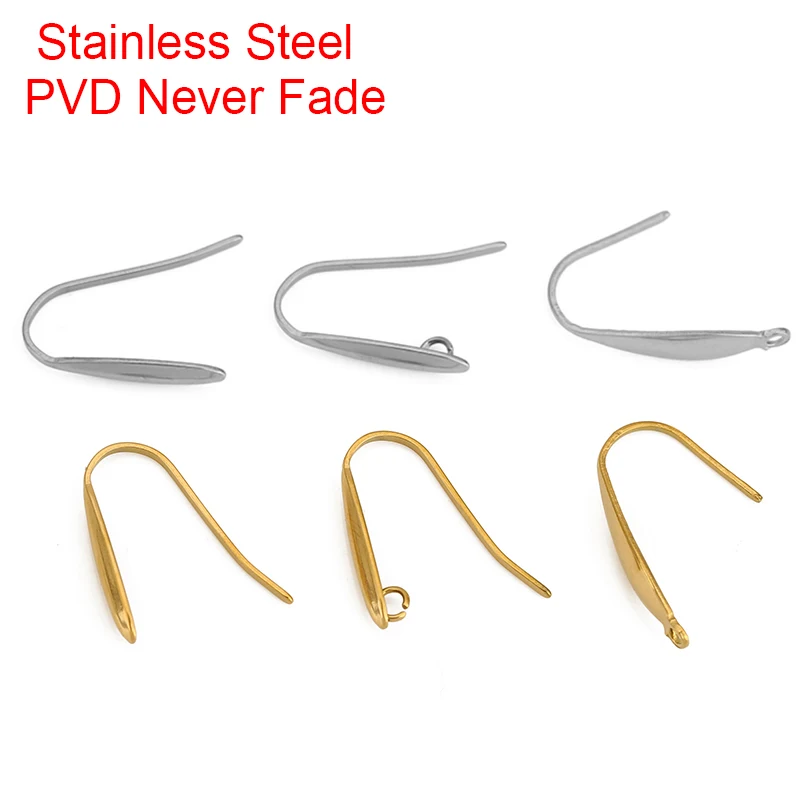 10pcs 절대 페이드 스테인레스 스틸 귀걸이 후크 와이어 PVD 제작 저자 극성 귀걸이 클래스프 Diy 쥬얼리 결과 용품