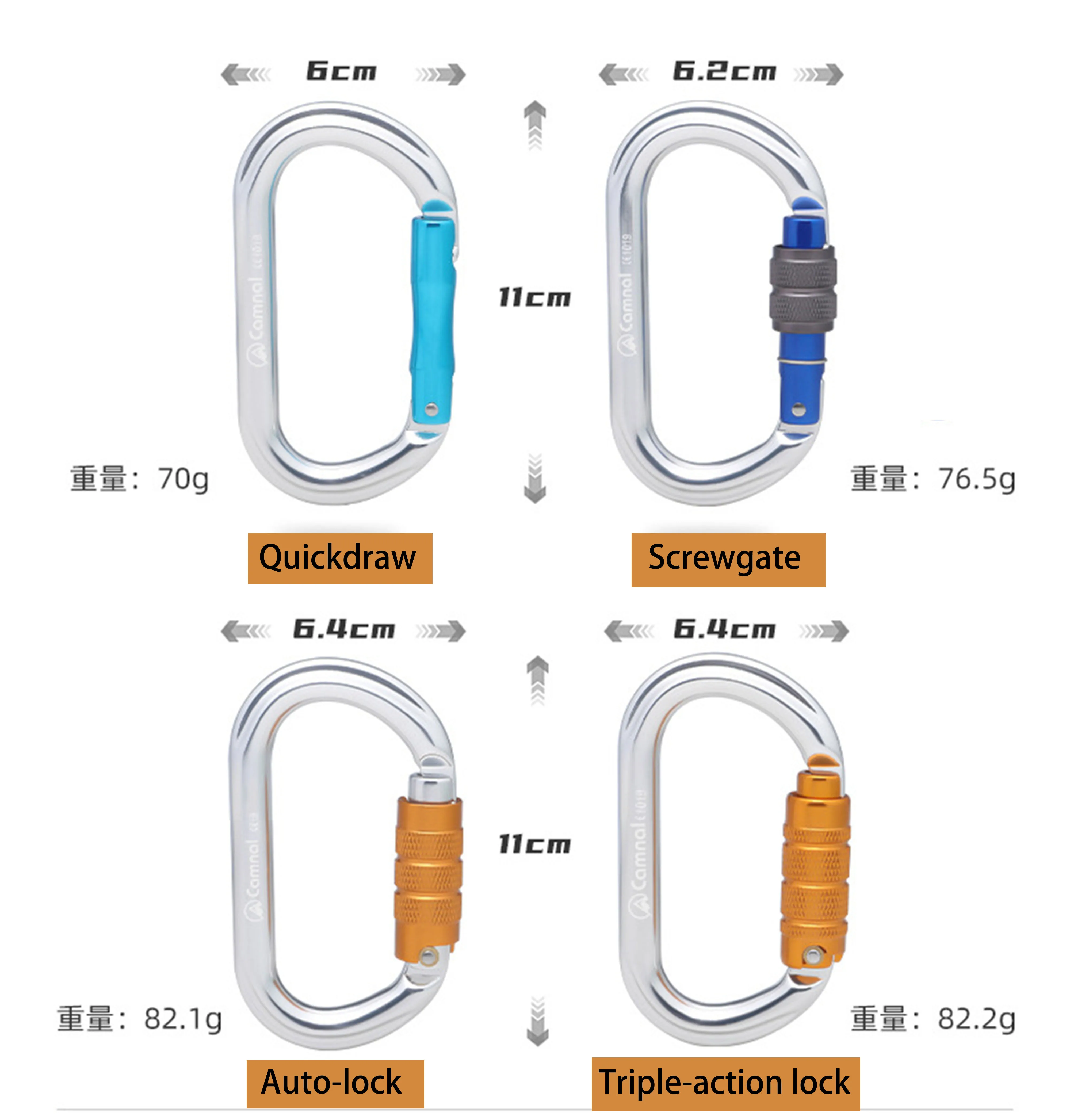 Automatic Safety Master Carabiner, O-Type Lock Buckle Multicolor 5500lbs Crossing Hook for Climbing Mountaineering