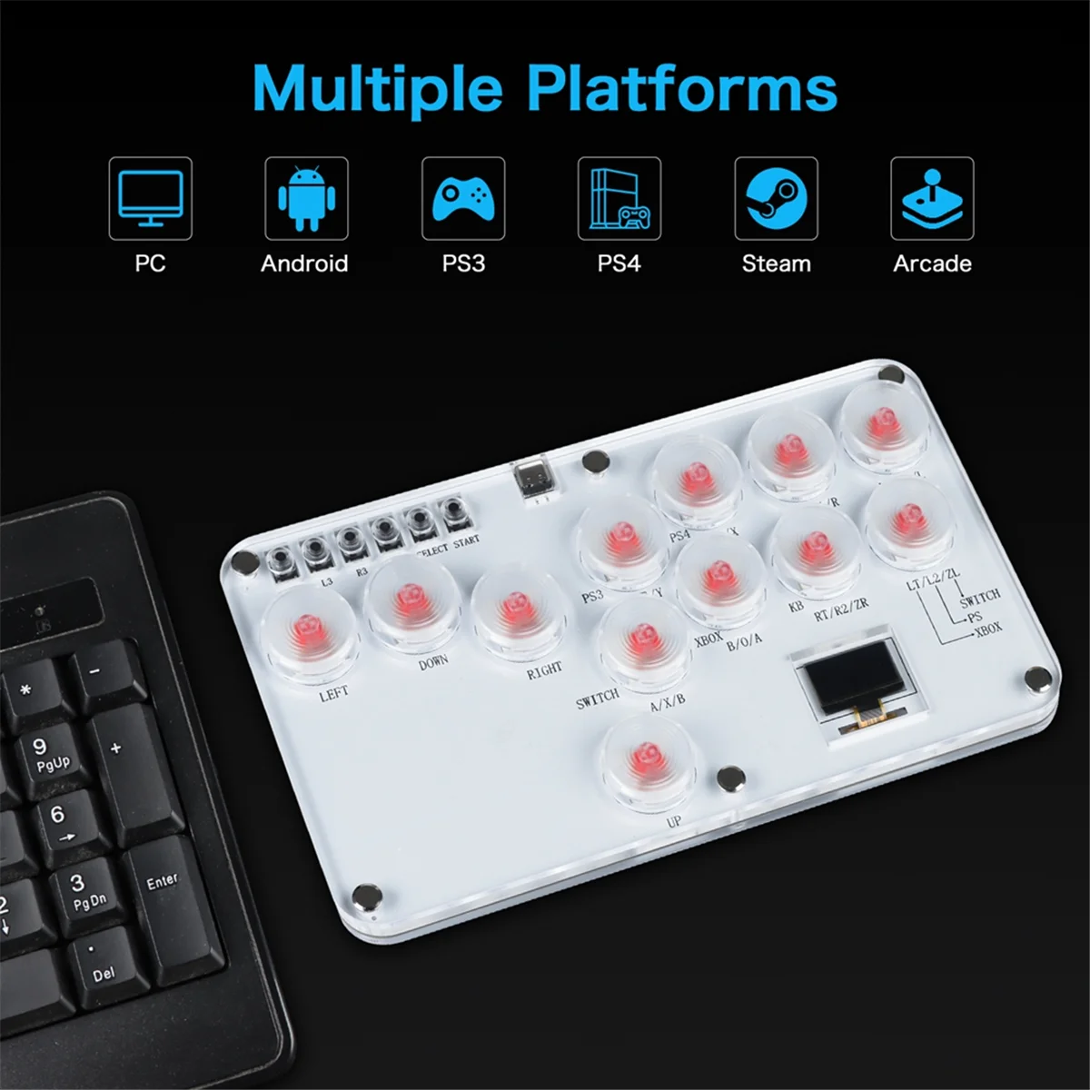 

Контроллер Durable-HitBox Fighting Stick, красочная RGB легкая боевая игровая клавиатура для ПК, PS3, PS4, переключатель