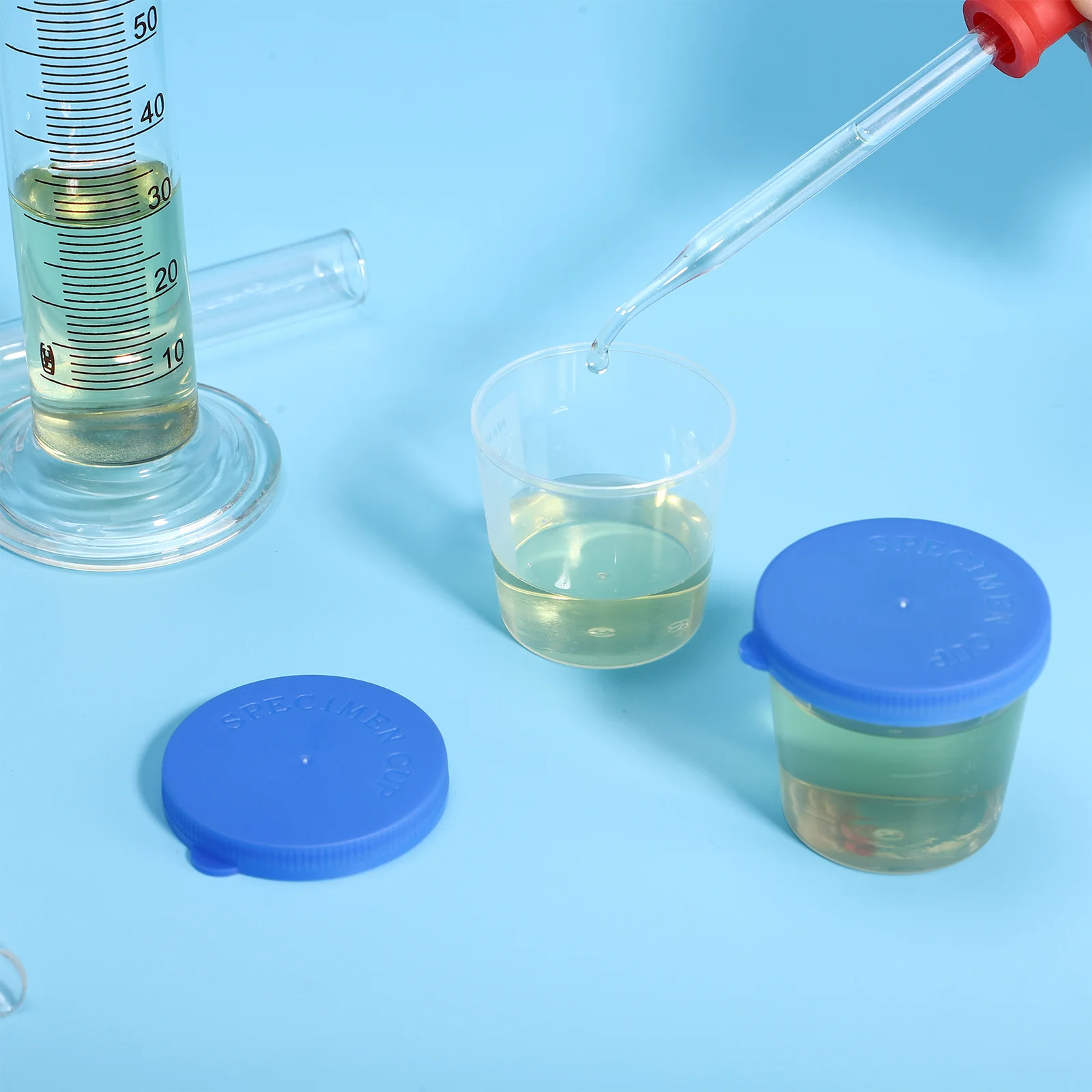 Vasos para muestras de orina, tapa de plástico desechable para recolección de muestras, almacenamiento a prueba de fugas para pruebas de ovulación de embarazo, 50 Uds.