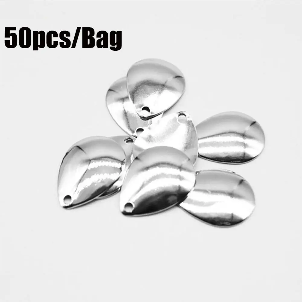 50PCS Silver Smooth Nickel Sequins Fishing Attractor Spinner Metal Spoon VIB Lure Blades Vibration Rotate Tackle Fishing Tools view 6