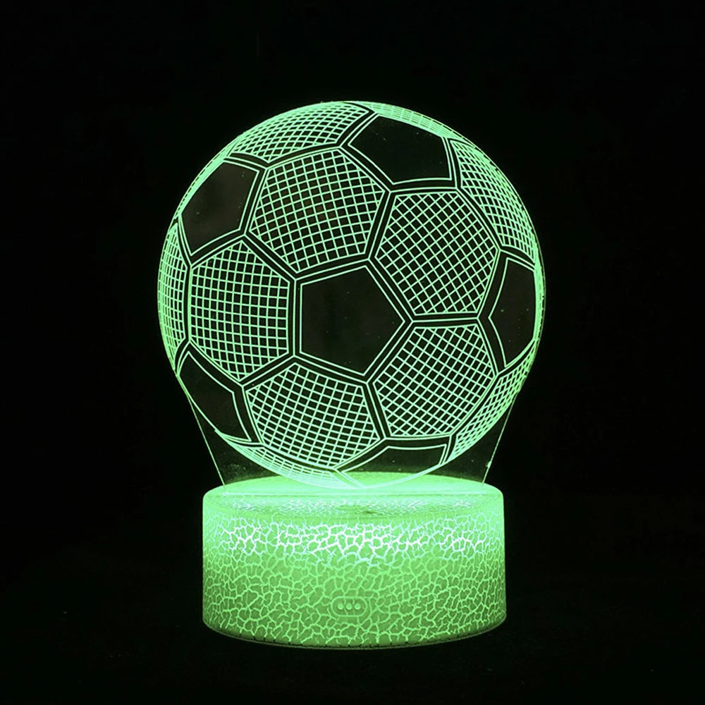 3D Night Light Football USB Black Touch Colorful Remote Control 7/16 Colors Fan\'s Gift Birthday Christmas Gift