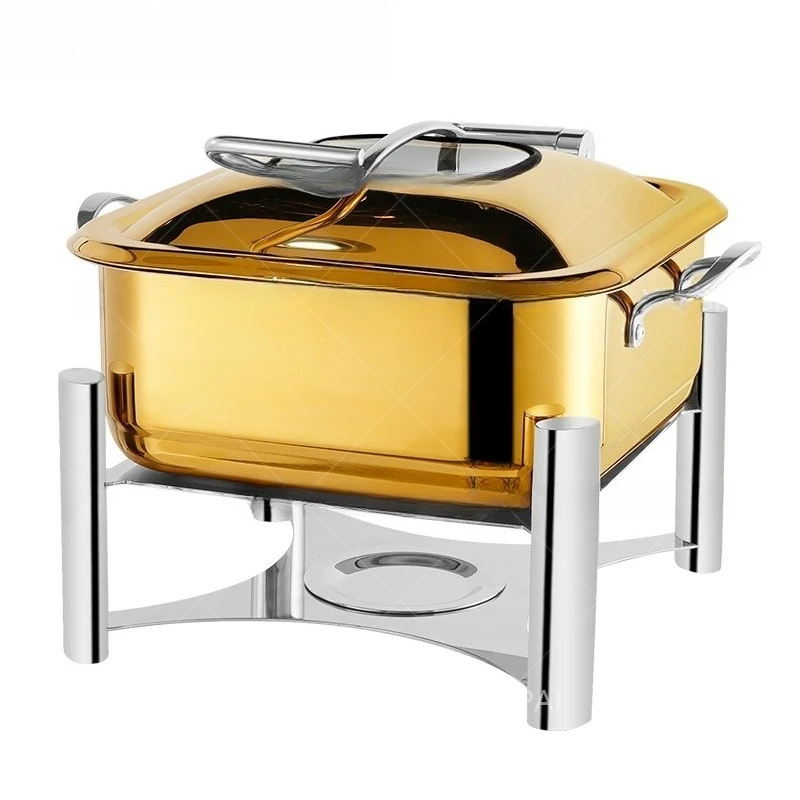 Catering Supplies Founder Hot Pot Buffet Catering Stainless Steel Gold Hot Pot Food Warmer Set