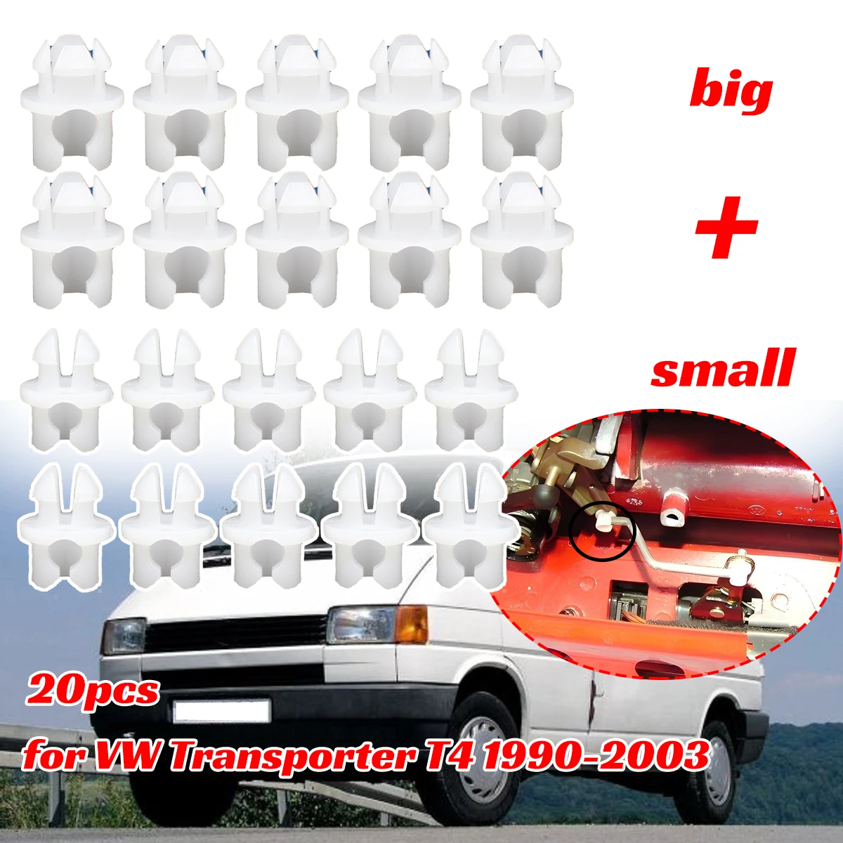 

20pc for VW Transporter T4 1990-2003 Front Door Linkage Clip Lock Connector Rod Latch Catch Accessories Interior Auto Fastener