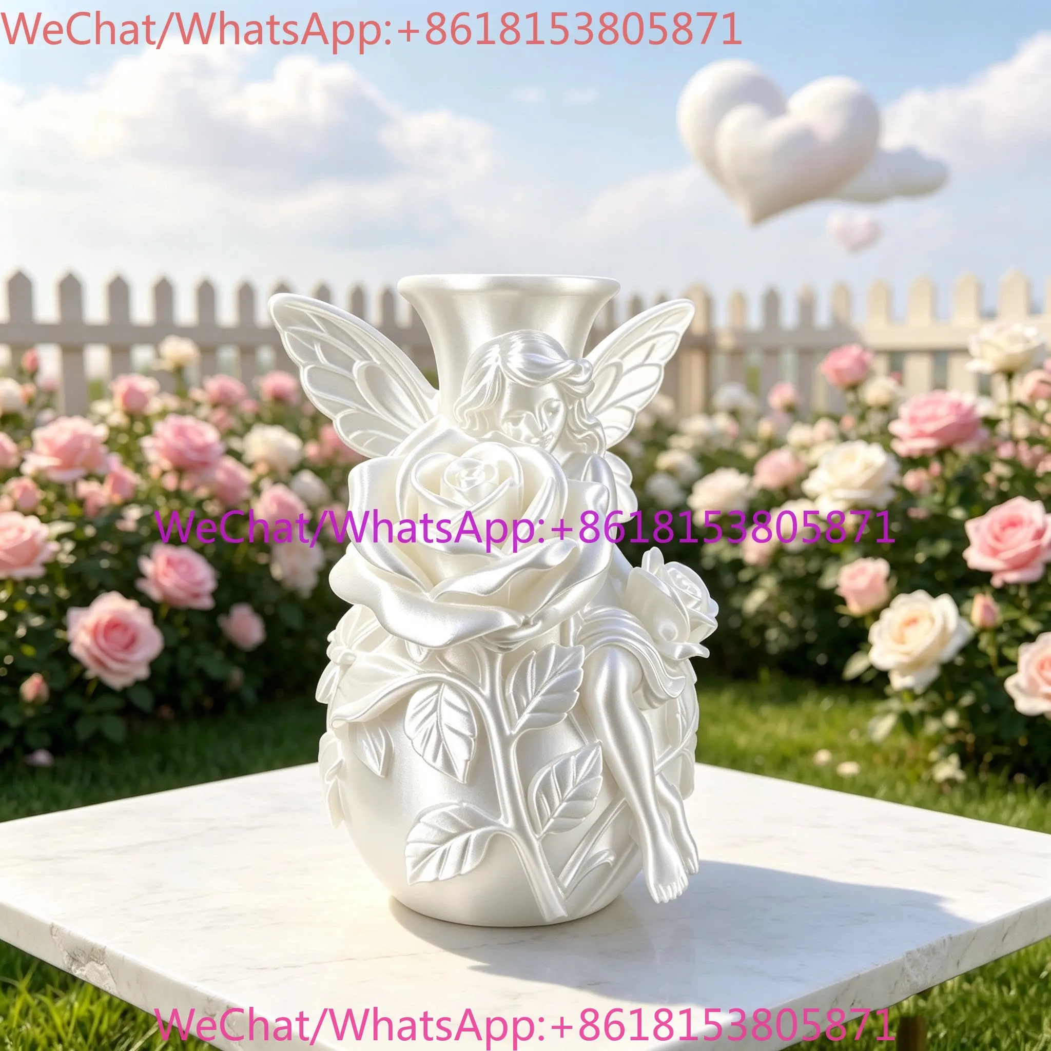 3D printing French light luxury three-dimensional relief style flower fairy rose elf vase desktop