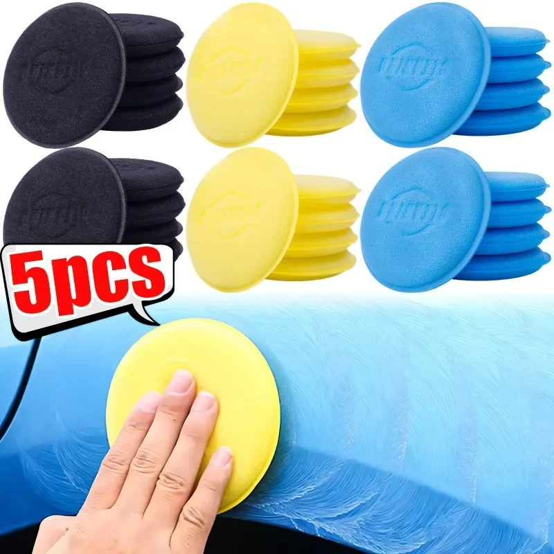 5/1Pcs Round Car Waxing Polish Wax Foam Sponge High Density Applicator Pad Cleaning Sponge Auto Detail Washing Car Cleaning Tool