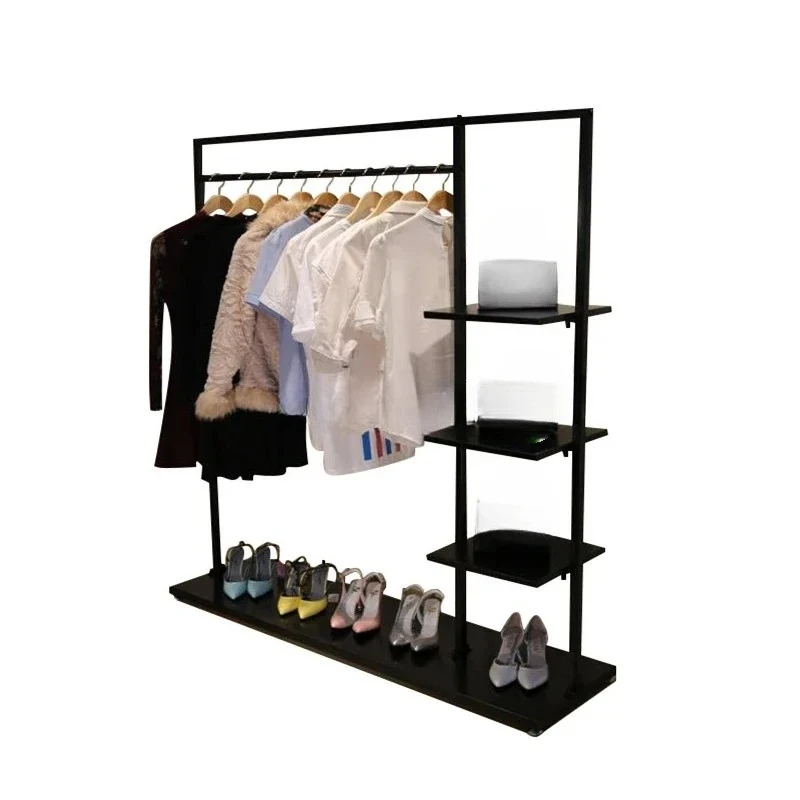 

New coat rack floor-to-ceiling European simple wrought iron hanger assembly device