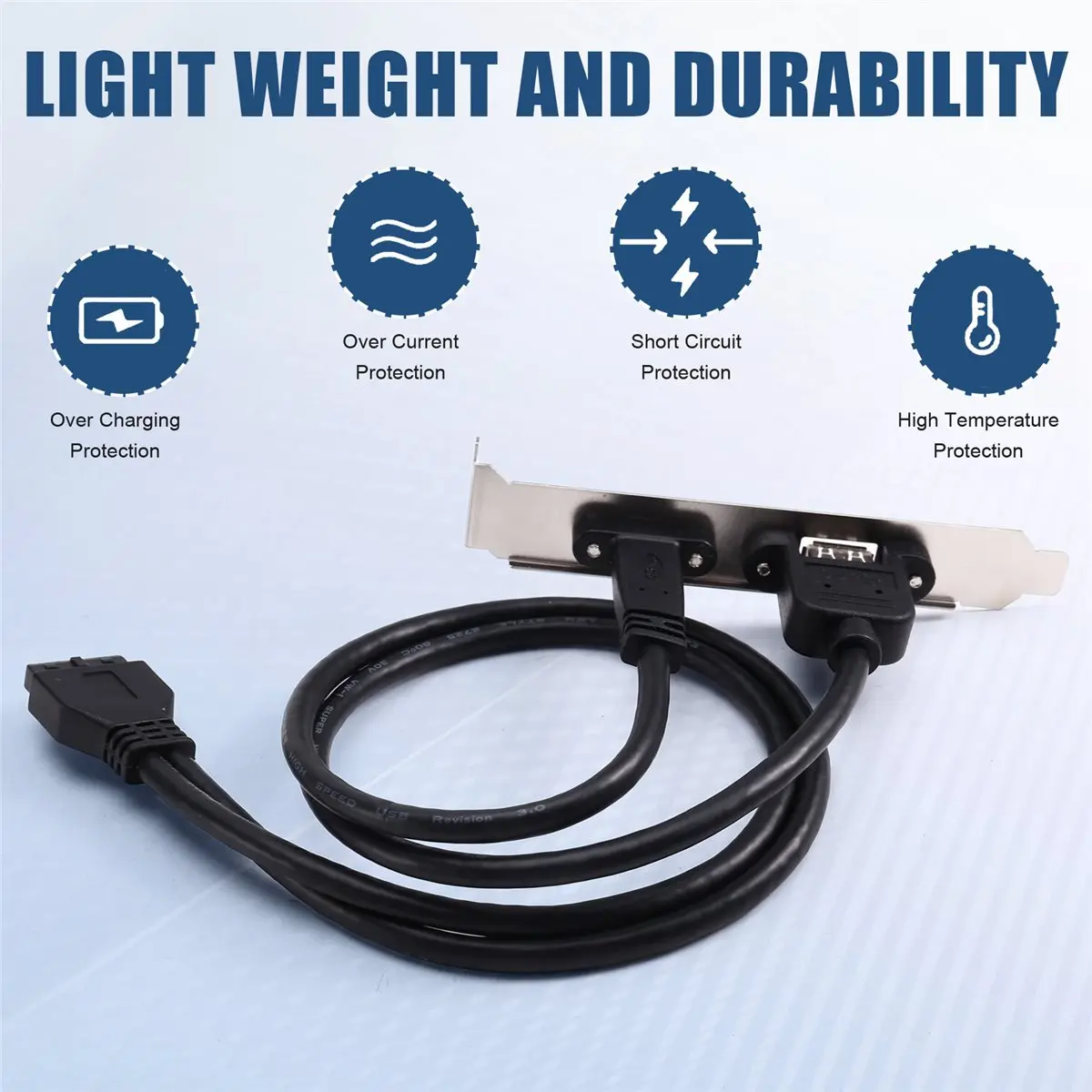 N86R 0.5m Rear USB 3.1 Port Expansion 20pin to TYPE-C Female and USB 3.0 Female Data Cable with Bezel on Computer Chassis