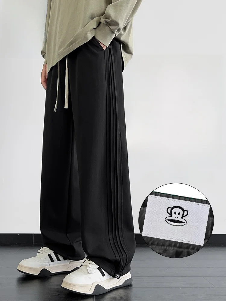 

Мужские повседневные брюки Paul Frank свободного прямого кроя, осенние, в американском стиле, со складками, спортивные, драпированные, комфортные, дышащие, молодежные