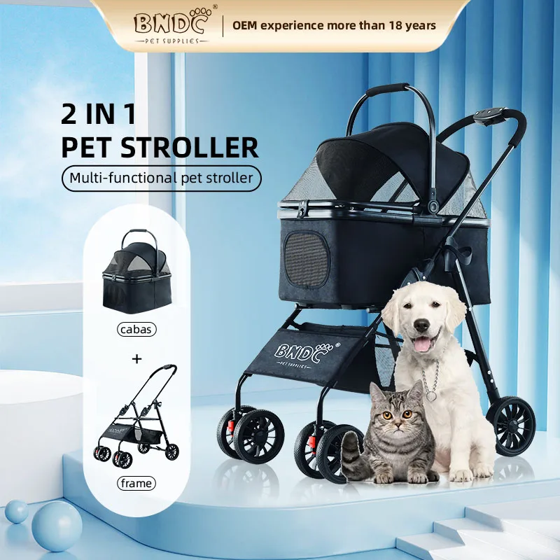 

Pet Stroller Wheels Dog Cat Cage Stroller Folding For Small Medium Dogs Travel Waterproof Puppy Stroller