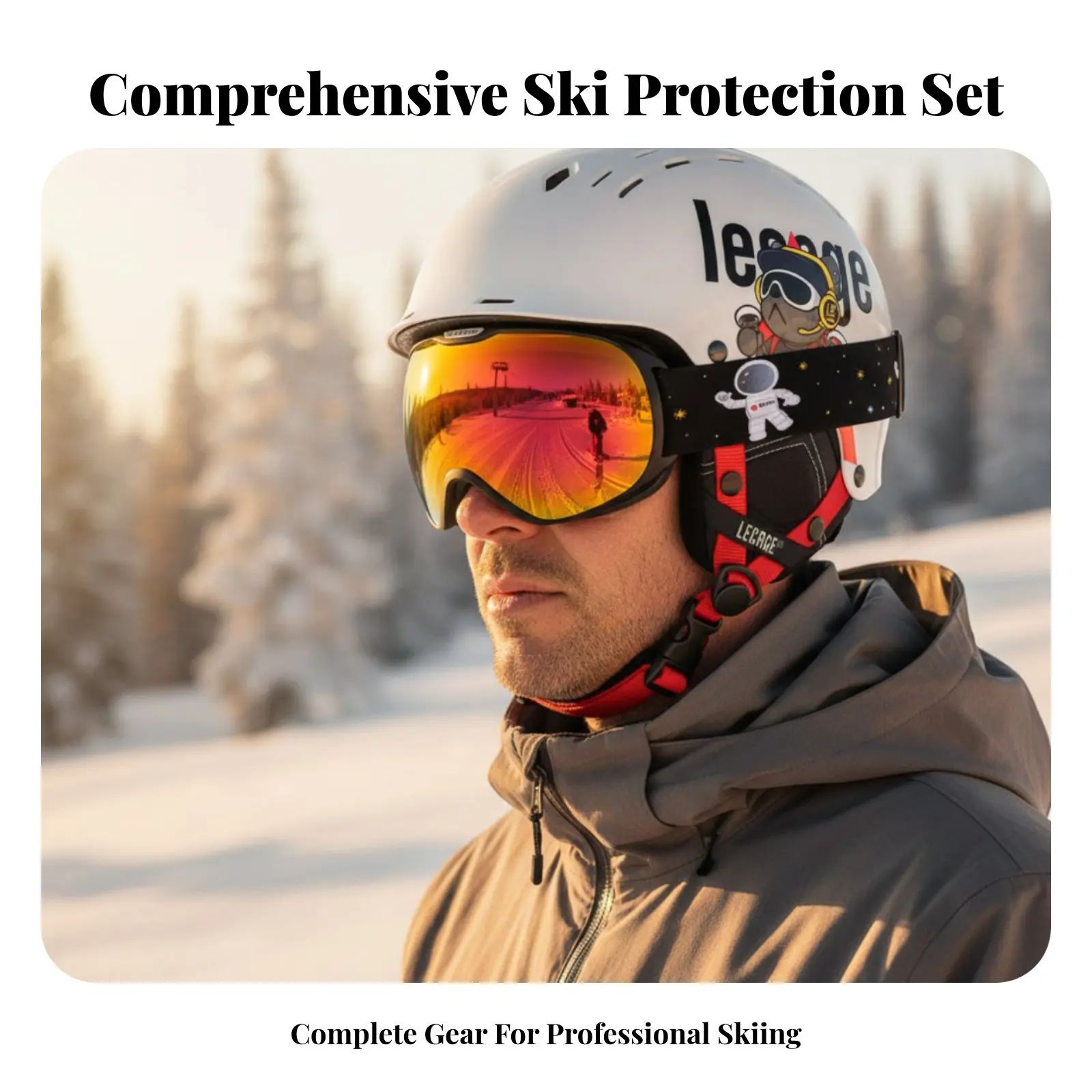 

Профессиональный зимний шлем, лыжный шлем, со встроенными очками, унисекс, регулируемый, с мультяшным дизайном