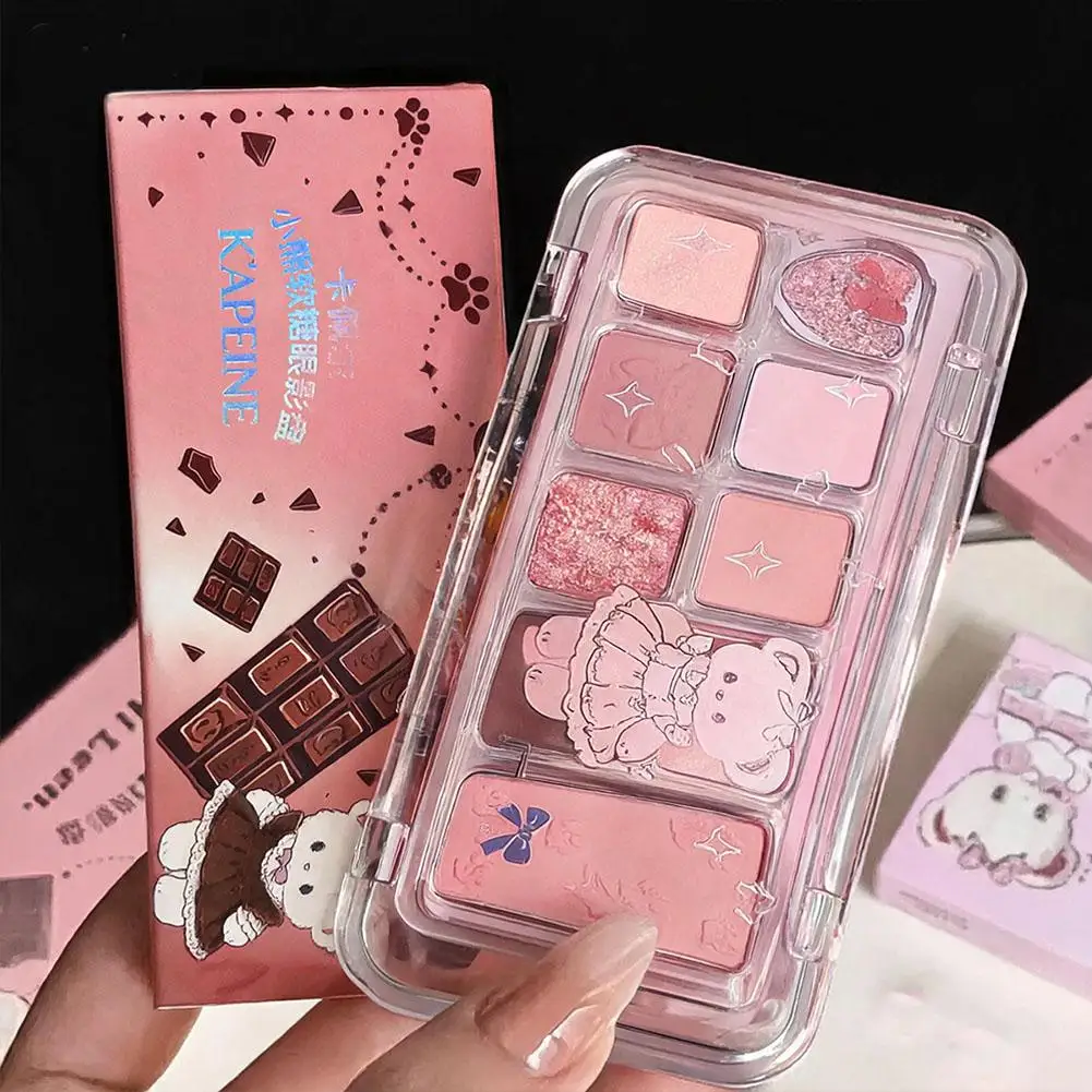 9 Color Bear Eye Shadow Facial Comprehensive Plate Versatile Matte Pearl Light Large Ground Color Daily Eye Shadow Plate 8g 2026
