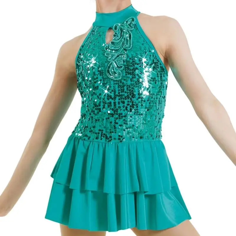 

Dance costume professional jazz dance skirt Latin dance sequin style customized in any color