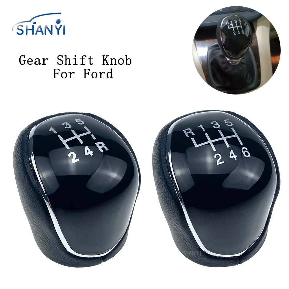 5/6 Speed Gear Shift Knob For Ford Mondeo 4 MK4 S-Max C-Max Kuga Galaxy Transit Tourneo Connect Focus Car Accessories Leather