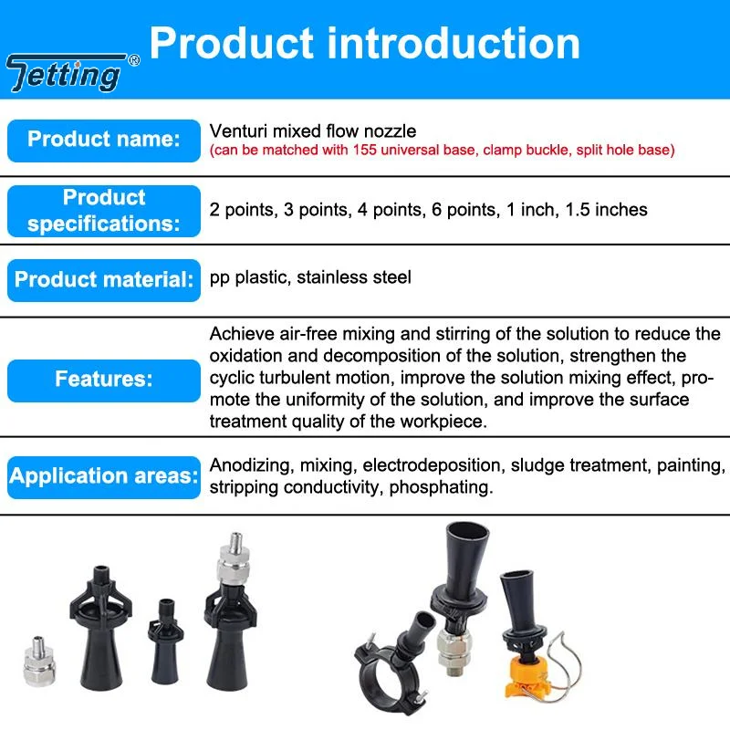 PP Venturi Tank Mixing Nozzle Fluid Mixing Eductor Mixing Fluid Eductor Nozzles Water Jet Venturi Nozzle