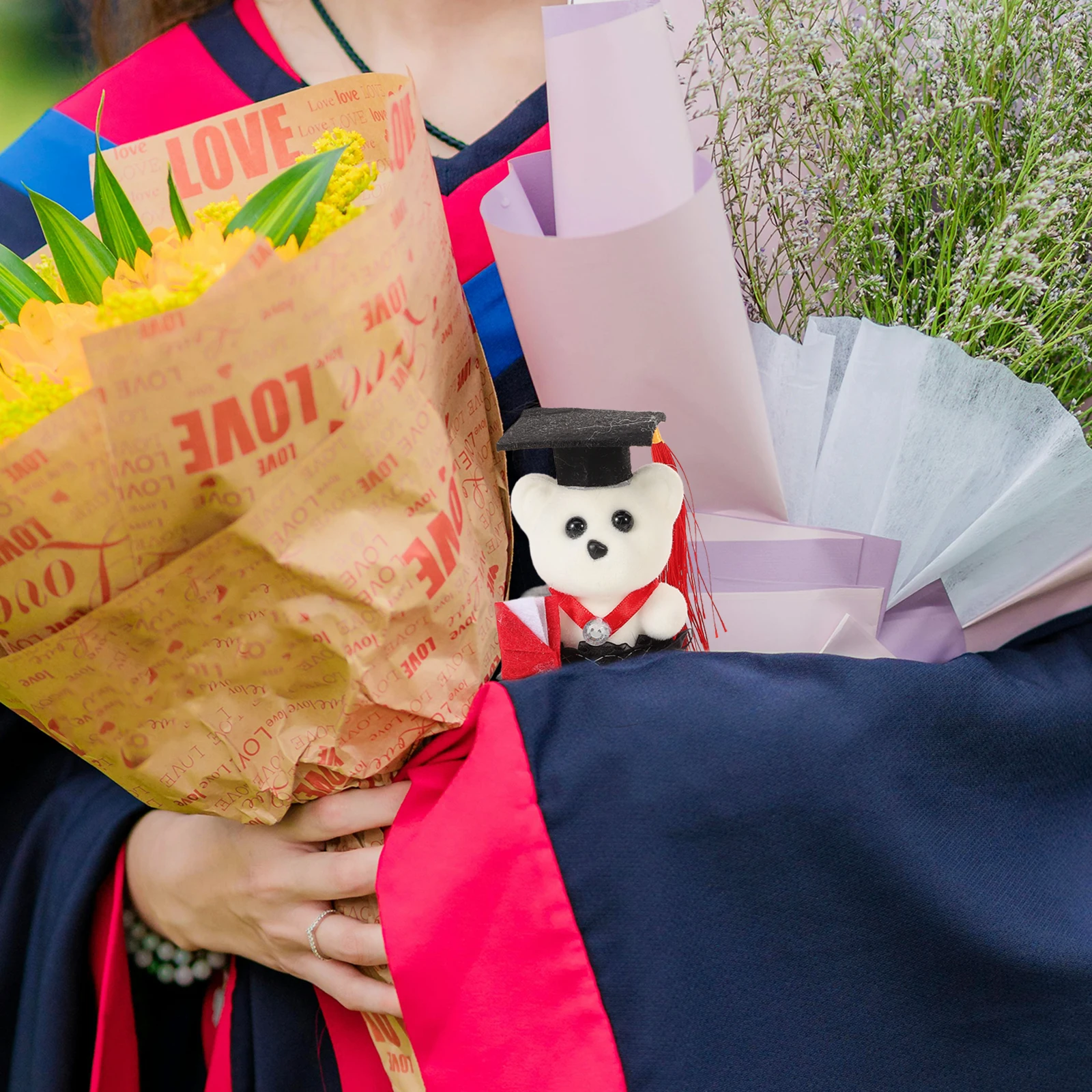 

10 Pcs Bear Materials Graduation Season Flower Bouquet Decorations Graduation Decorations Stuffed Mini Bear
