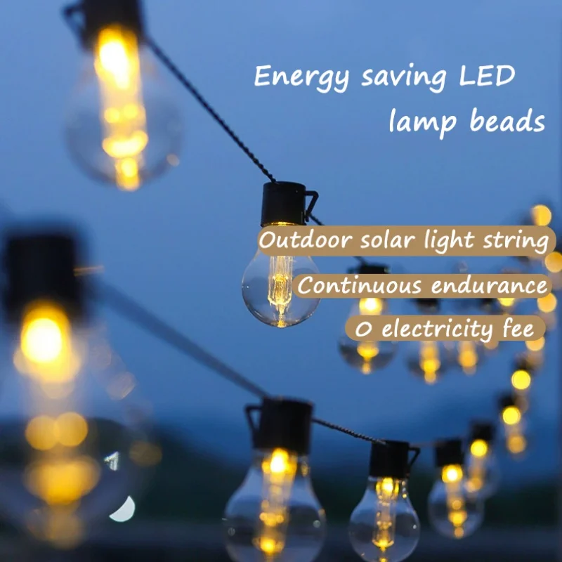 5/8/10m LED solar bulb string outdoor strip light patio bubble ball hanging light waterproof Xmas party garden decor fairy light