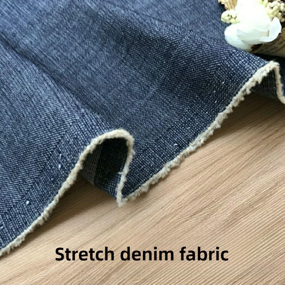 

Plain Jeans Fabric Stretch By The Meter for Dresses Pants Clothing Sewing Medium Thick Polyester Jacket Denim Cloth Soft Black