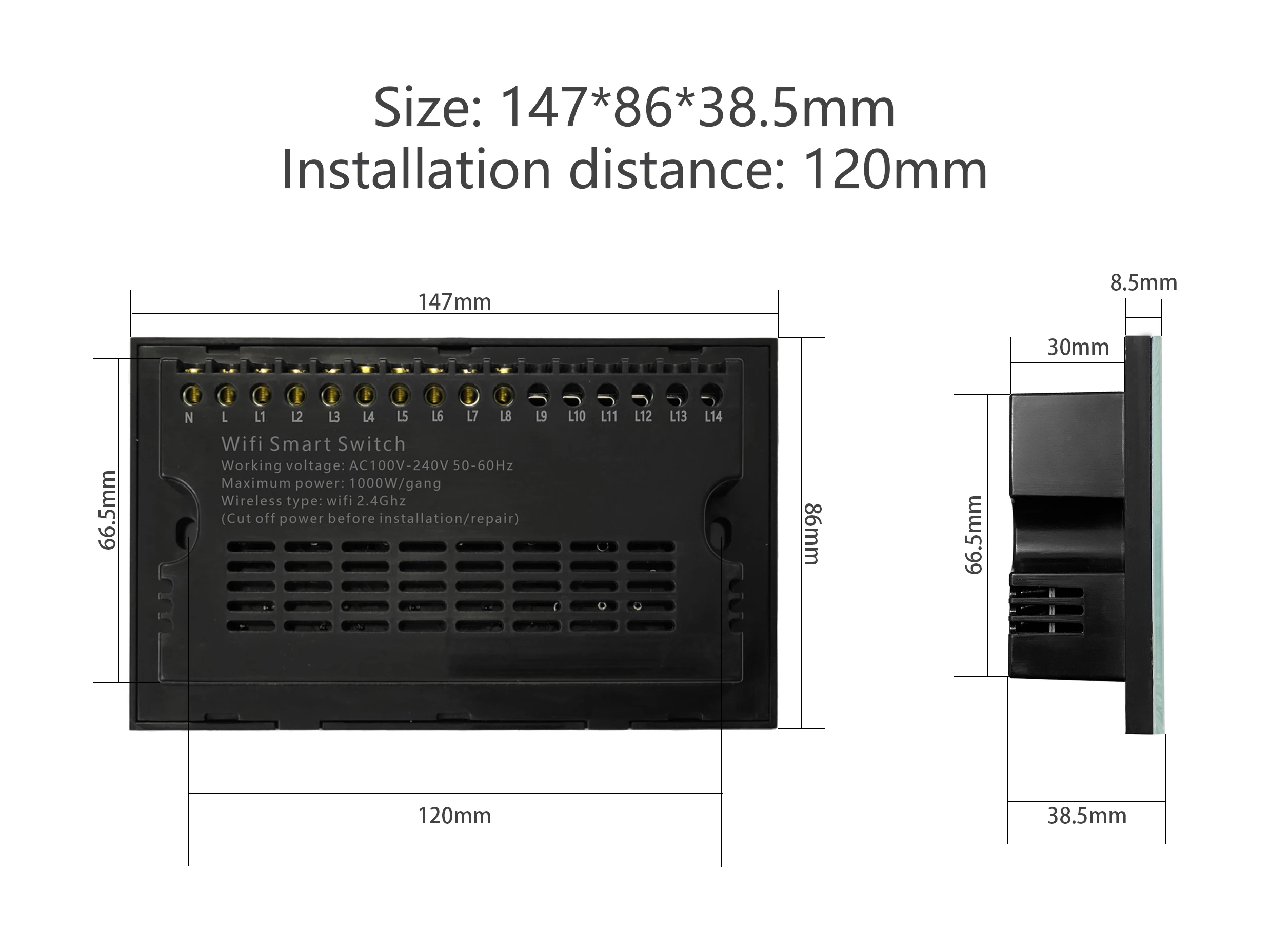 Imagem -05 - Interruptor Inteligente Touch Wall Light Painel de Vidro do Interruptor Wi-fi Compatível com Alexa Google Home Tuya App Smartlife 10 Gang 147x86 mm