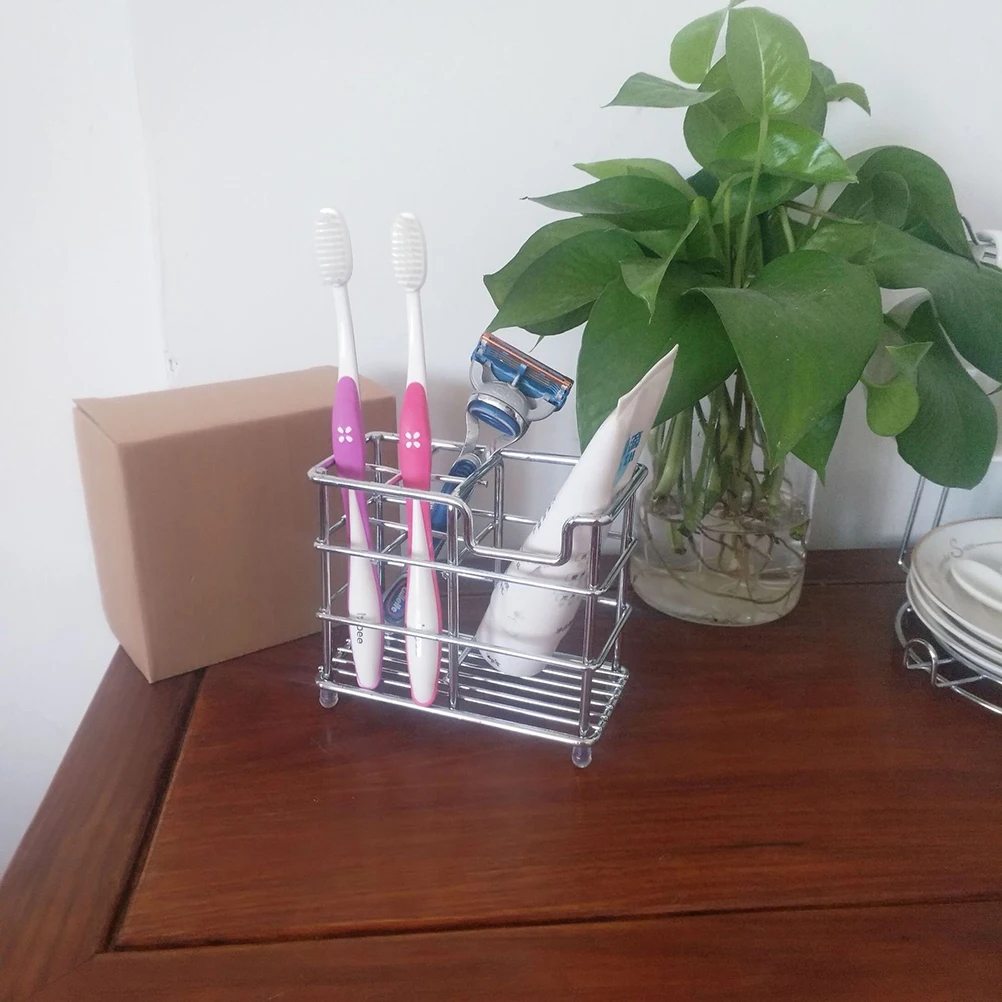 

Stainless Steel Lattice Toothbrush Holder Bathroom Simple Household Washing Utensils Placement Storage Rack