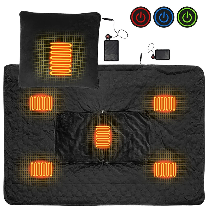 Winter Portable USB Intelligent Heating Dual-use Electric Blanket Residential Office Car multi-function Heating Pillow Nlanket