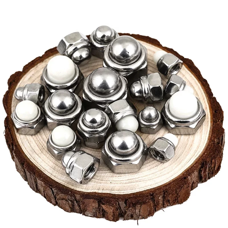 1-10Pcs M4 M5 M6 M8 M10 M12 304 Stainless Steel Hexagon Nylon Insert Lock Nut Nylock Locknut With Acorn Cap Cover Dome