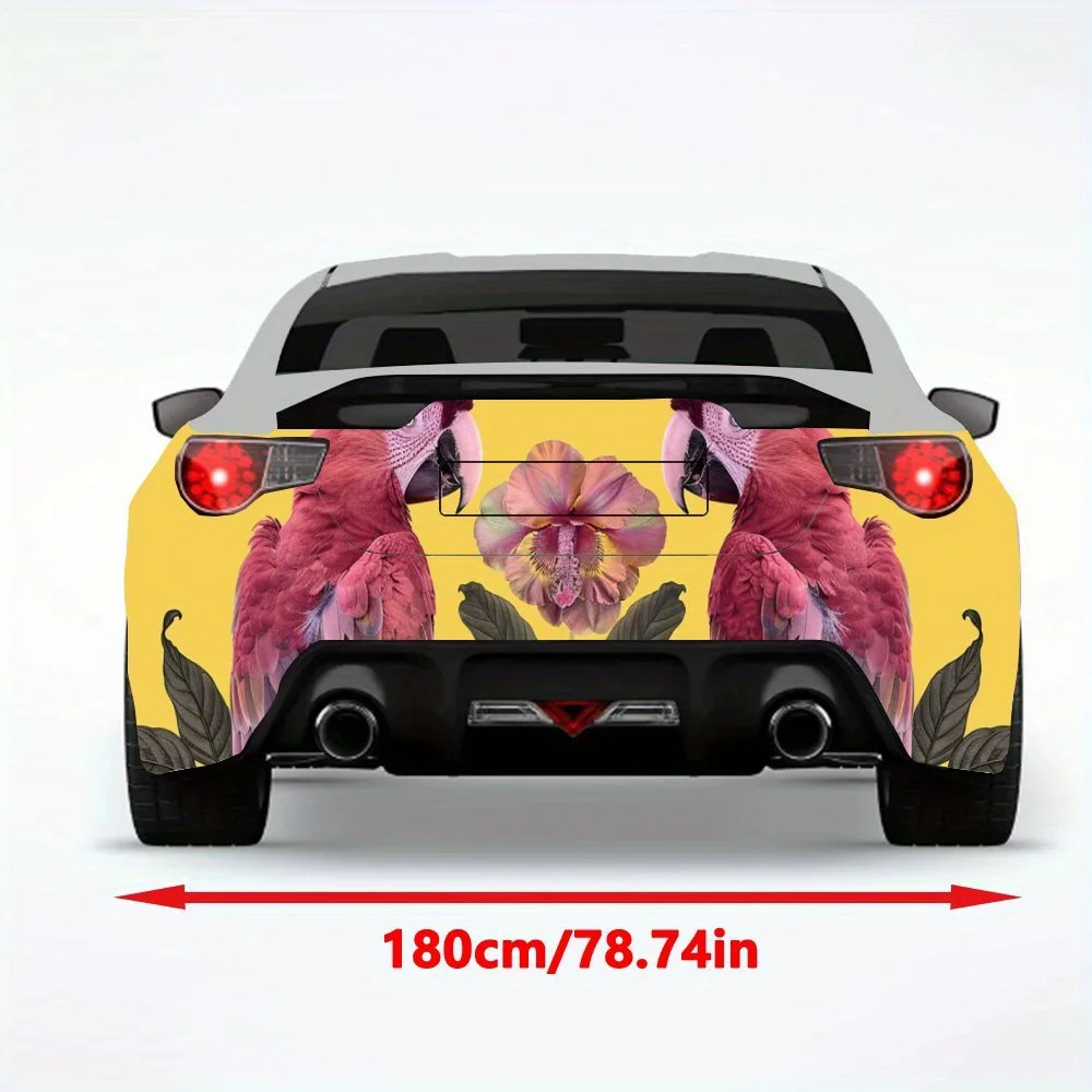 Parrots and Flowers Art,Vinyl Decal for Car Rear, Waterproof Self-Adhesive Vinyl Stickers for Vehicle Tail and Bumper, Decoratio