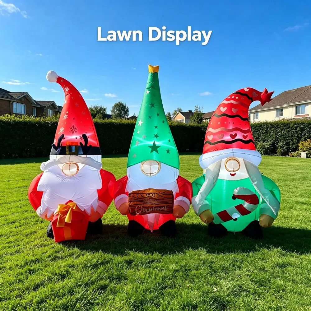 2.1M Christmas Inflatable Dwarfs Carry Gift Box Yard Decorations,Built-in LED Lights,For Xmas Outdoor Garden LaCourt Lawn Decor