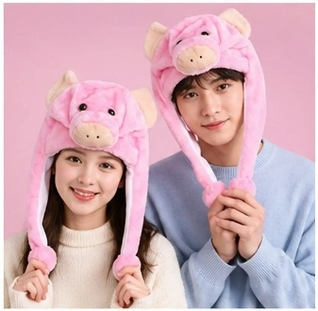Comfortable Animal Hat Winter Ski Style Cartoon Earflap Hood for Children Adults Piggy Design Neck Ears Warmth Party Costume