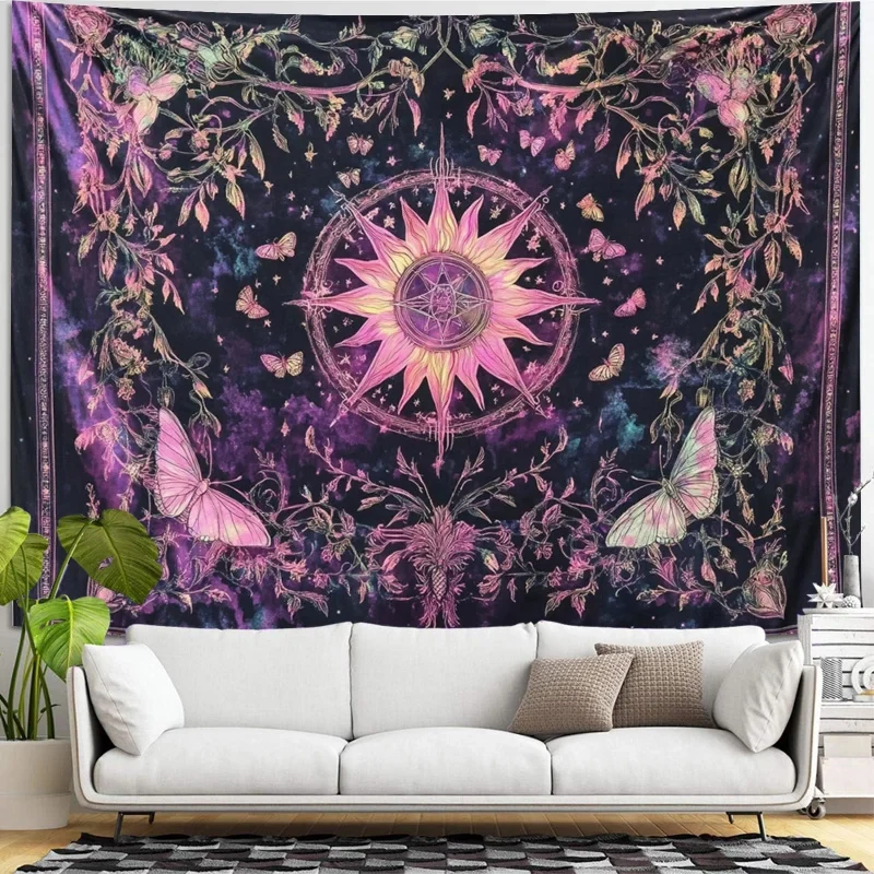 VIKAMA Dreamy Galaxy Butterfly Tapestry Bohemian Universe Wall Hanging Trippy Aesthetic Decor Girls Bedroom Bedspread Cloth