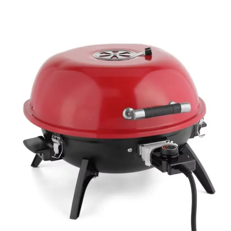 1600W Electric Countertop Grill Portable Double Layer Indoor/Outdoor Use Red